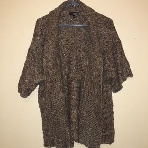 A.n.a short sleeve open chunky sweater brown P S-M
